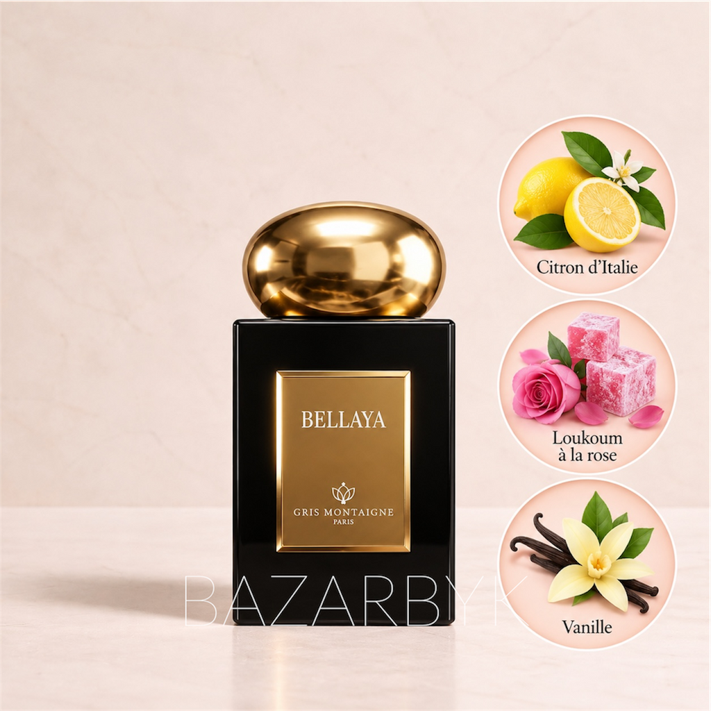 Bellaya Gris Montaigne, flacon et coffret
