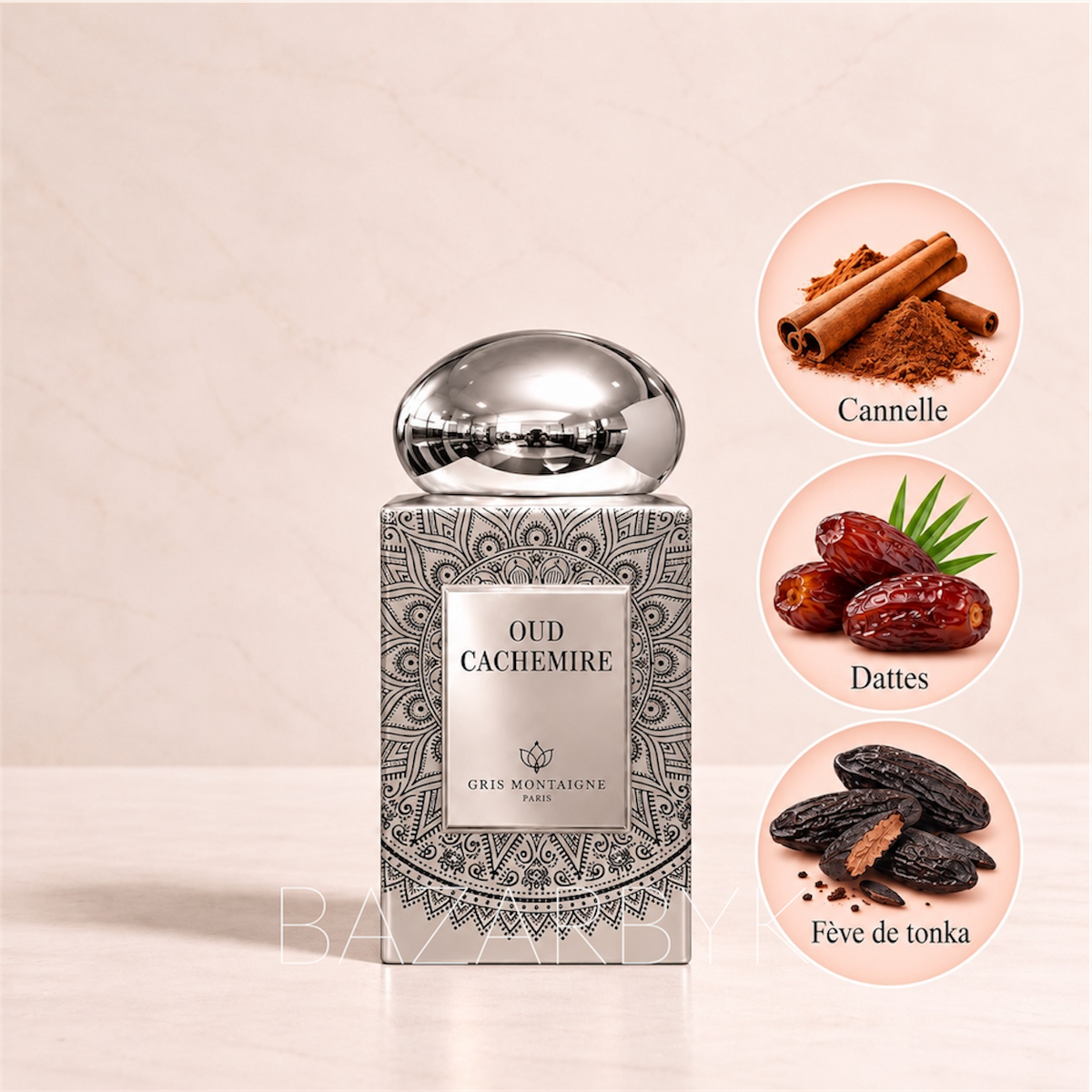 Oud Cachemire Gris Montaigne, flacon et coffret